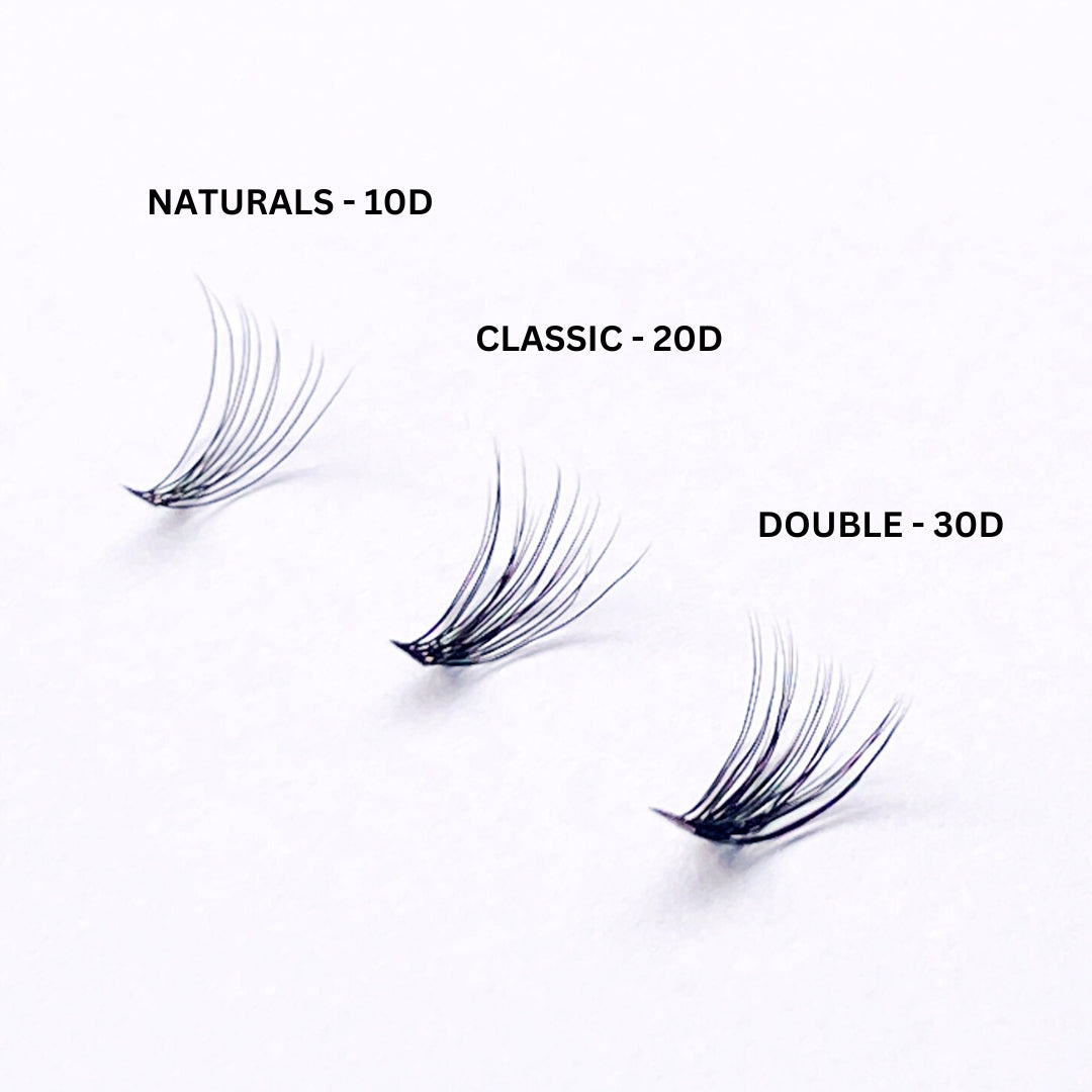 Luxe Individual Lashes in Natural, Classic and Double False Eyelash Styles.