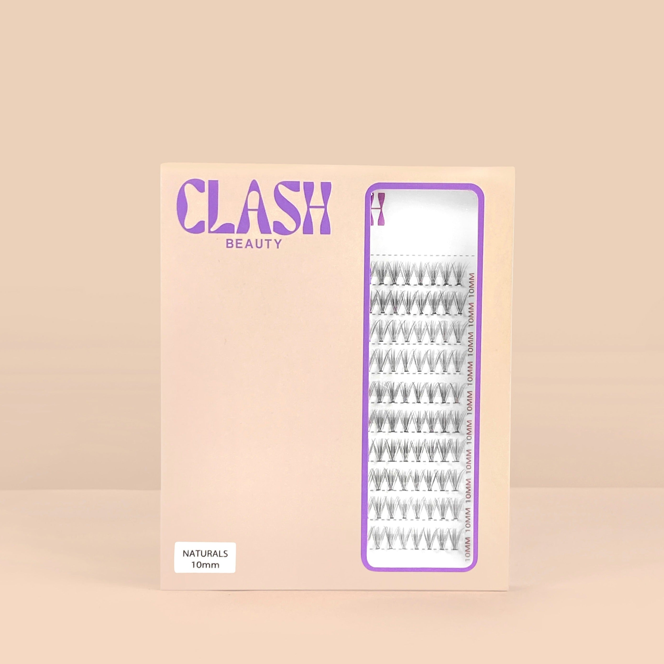 Clash Beauty Luxe Individual Lashes in Naturals style, C curl, 10D density, eco-friendly recyclable packaging. Value size Large box.